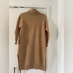Camel mock neck sweater dress